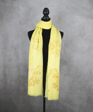 Unisex zimný šál z Merino vlny so vzorom ORNAMENT YELLOW, výrobený na Slovensku – Obrázok 3