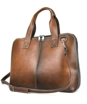 Alternative view of Dámska kožená kabela vhodná na formát A4, ručne tieňovaná, cigaro farba