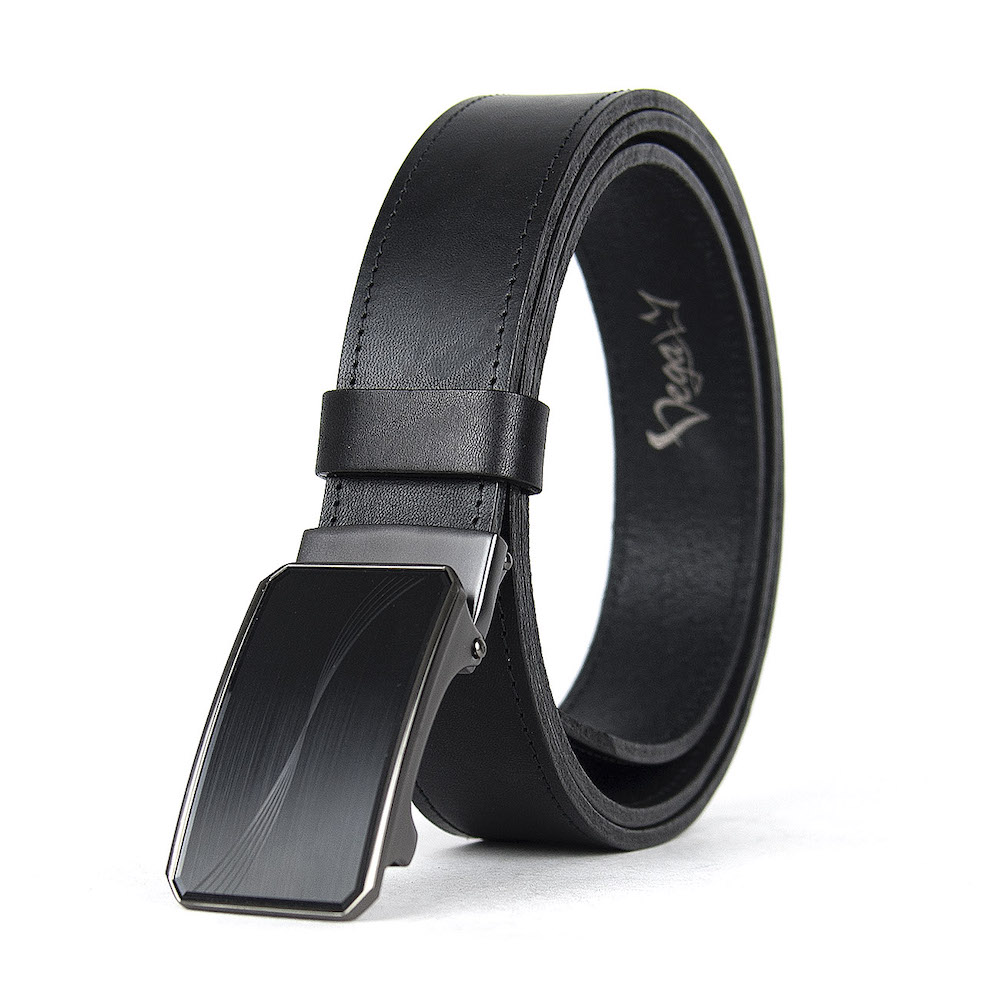 Opasok z pravej kože s brzdovou prackou, šírka 3.5cm - WAVY