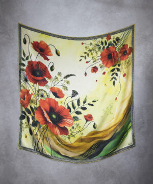 Alternative view of Hodvábna šatka MAK VLČÍ - ZELENÝ, 90 x 90cm, Vyrobené na Slovensku