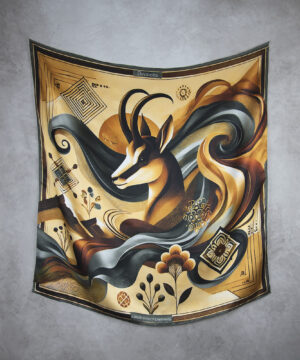 Alternative view of Hodvábna šatka KAMZÍK - SIVÝ, 90 x 90cm, Vyrobené na Slovensku