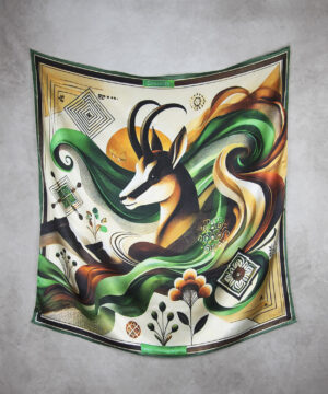 Alternative view of Hodvábna šatka KAMZÍK - ZELENÝ, 90 x 90cm, Vyrobené na Slovensku