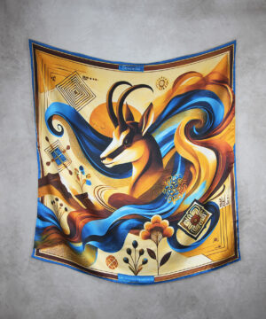 Alternative view of Hodvábna šatka KAMZÍK - MODRÝ, 90 x 90cm, Vyrobené na Slovensku