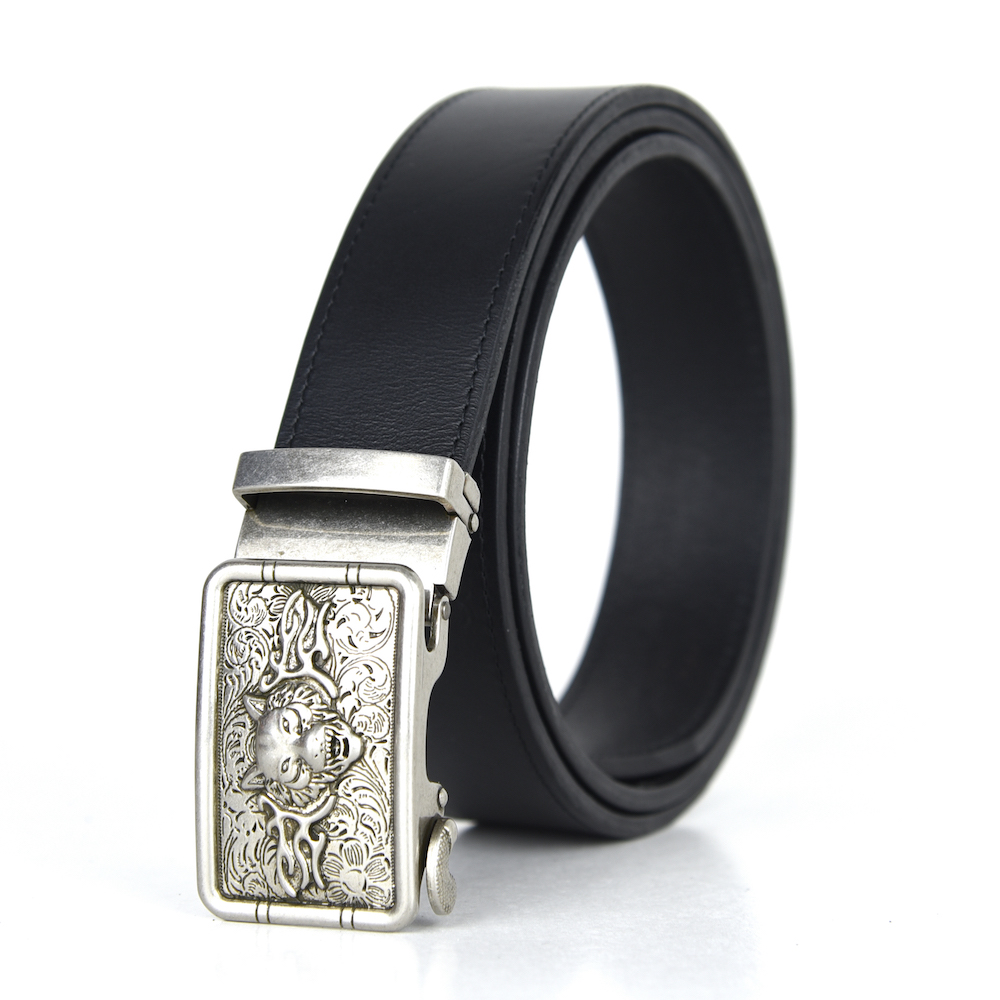 Opasok z pravej kože s automatickou prackou OLD SILVER WOLF