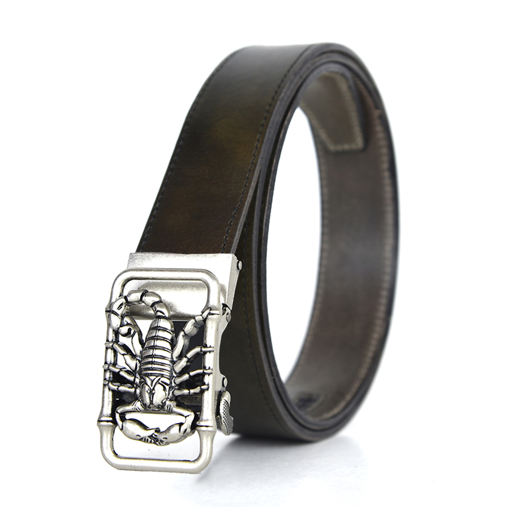 Opasok z pravej kože s automatickou prackou OLD SILVER SCORPION – Obrázok 3