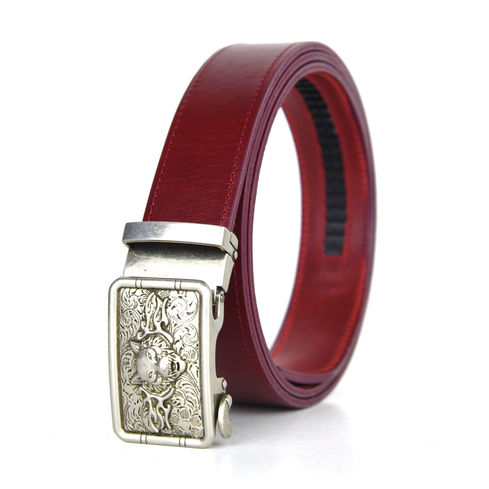 Opasok z pravej kože s automatickou prackou OLD SILVER WOLF – Obrázok 3