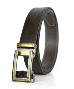 Opasok z pravej kože s automatickou prackou ANTIQUE BRASS ELEGANT – Obrázok 3