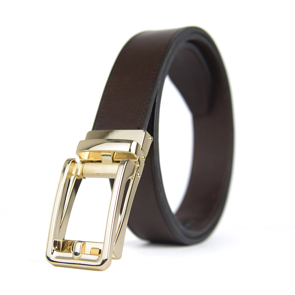 Opasok z pravej kože s automatickou prackou GOLD BELT – Obrázok 2