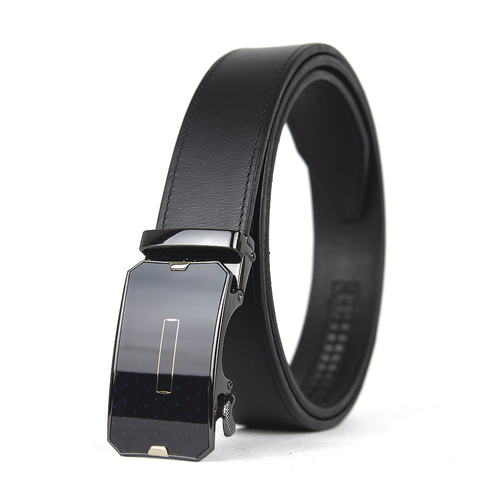 Opasok z pravej kože s automatickou prackou BLACK GLASS