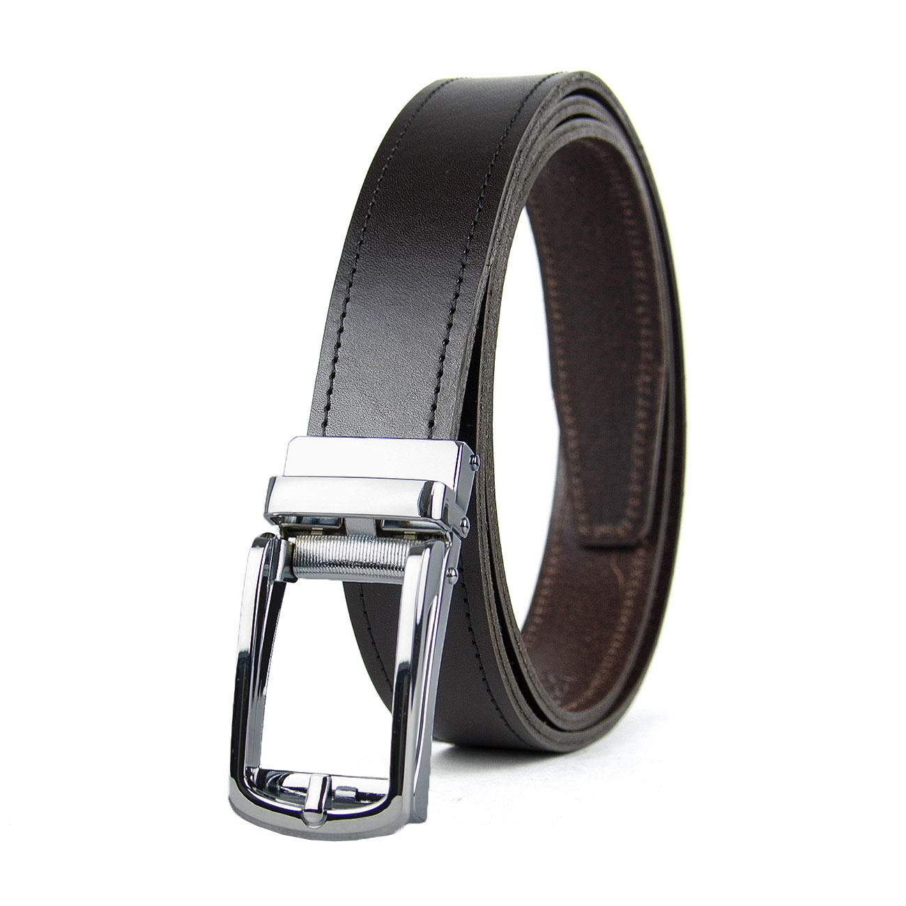 Opasok z pravej kože s automatickou prackou SILVER BELT – Obrázok 2