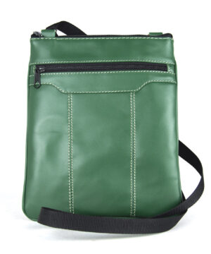 Alternative view of Crossbody kožená taška s dekoračným prešívaním v zelenej farbe
