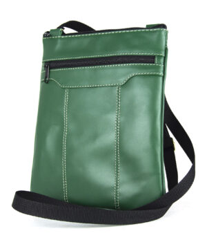 Crossbody kožená taška s dekoračným prešívaním v zelenej farbe – Obrázok 3