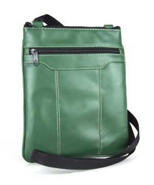 Crossbody kožená taška s dekoračným prešívaním v zelenej farbe – Obrázok 5