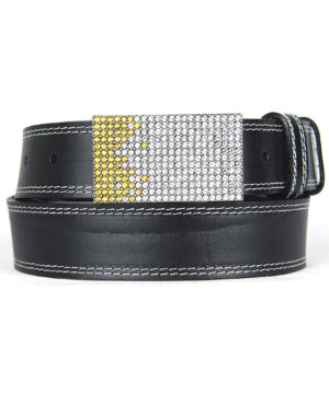 Unikátny čierny opasok z pravej kože SWAROVSKI YELLOW, Ručná výroba na Slovensku, Limitovaná edícia