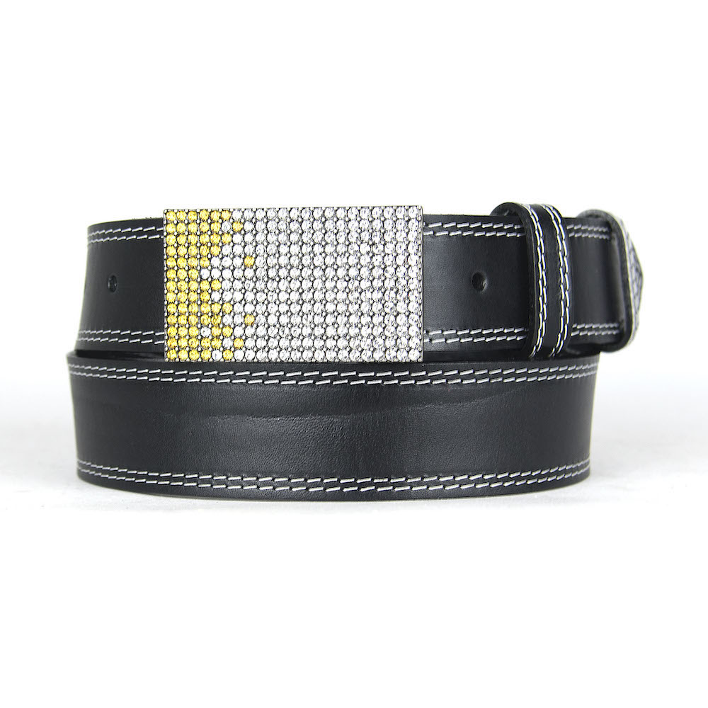 Unikátny čierny opasok z pravej kože SWAROVSKI YELLOW, Ručná výroba na Slovensku, Limitovaná edícia – Obrázok 6