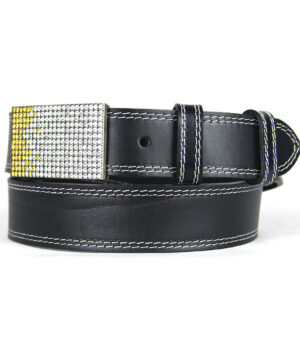 Alternative view of Unikátny čierny opasok z pravej kože SWAROVSKI YELLOW, Ručná výroba na Slovensku, Limitovaná edícia