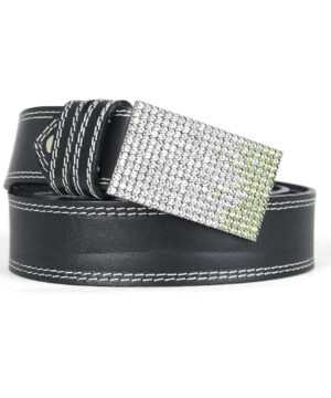 Unikátny čierny opasok z pravej kože SWAROVSKI GREEN, Ručná výroba na Slovensku, Limitovaná edícia – Obrázok 5