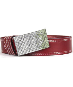 Unikátny bordový opasok z pravej kože SWAROVSKI GREEN, Ručná výroba na Slovensku, Limitovaná edícia – Obrázok 9