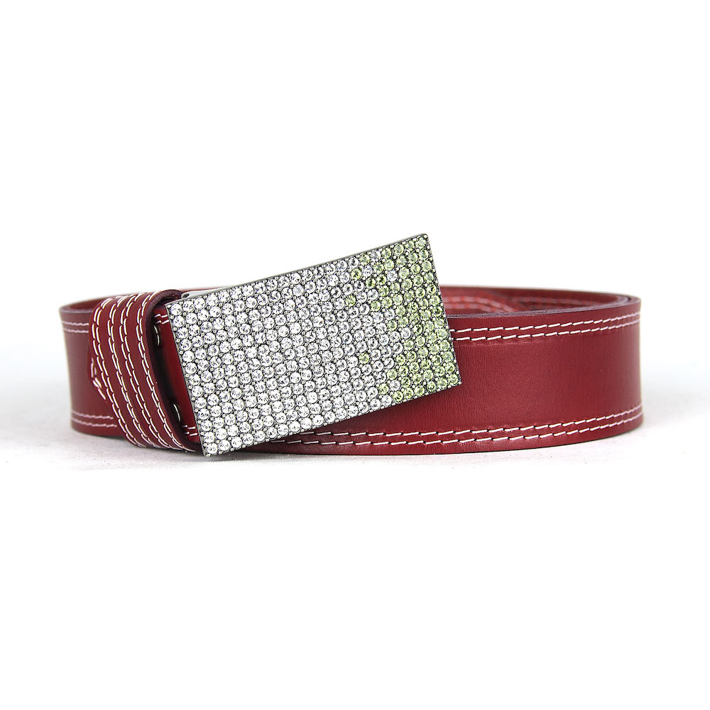 Unikátny bordový opasok z pravej kože SWAROVSKI GREEN, Ručná výroba na Slovensku, Limitovaná edícia – Obrázok 9