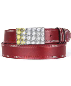 Alternative view of Unikátny bordový opasok z pravej kože SWAROVSKI YELLOW, Ručná výroba na Slovensku, Limitovaná edícia