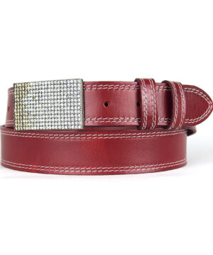 Alternative view of Unikátny bordový opasok z pravej kože SWAROVSKI BROWN, Ručná výroba na Slovensku, Limitovaná edícia