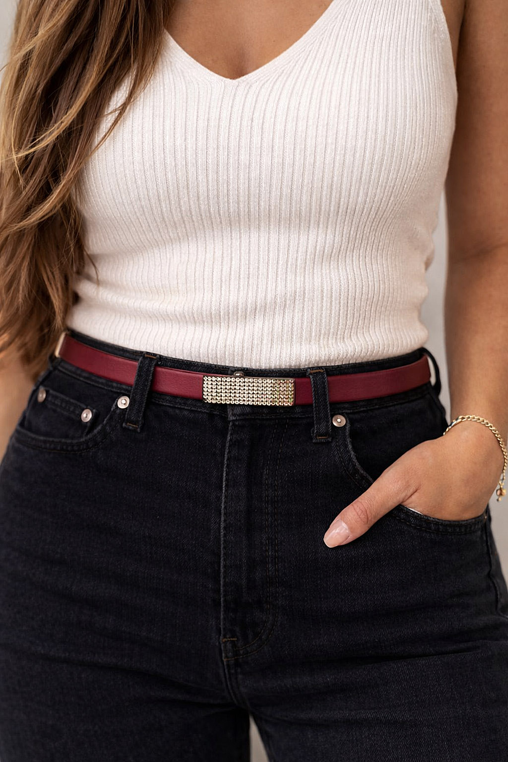 Dámsky kožený opasok SWAROVSKI BROWN, šírka 2cm, Vyrobené na Slovensku – Obrázok 7