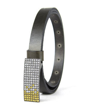 Dámsky kožený opasok SWAROVSKI YELLOW, šírka 2cm, Vyrobené na Slovensku – Obrázok 6