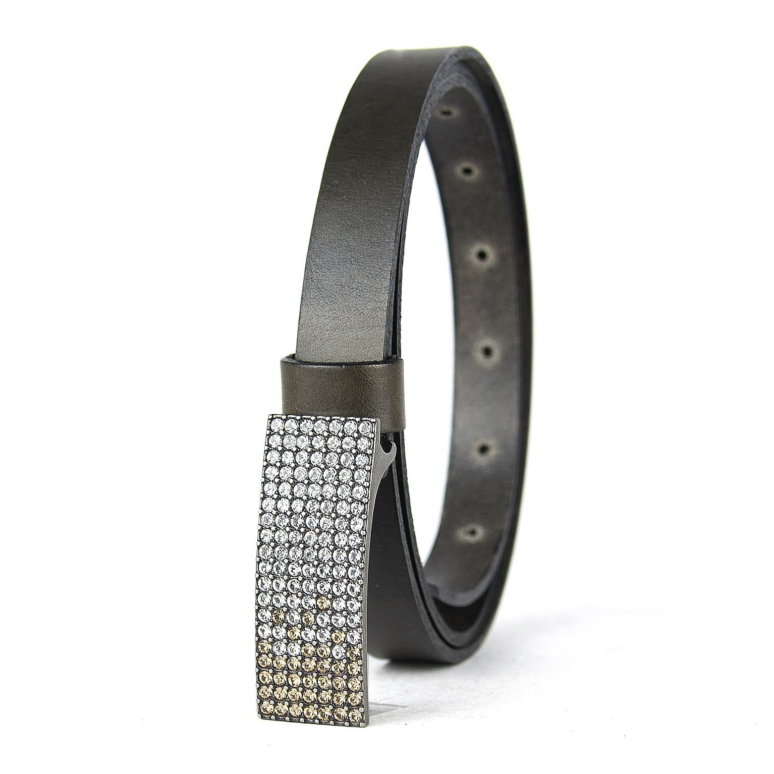Dámsky kožený opasok SWAROVSKI BROWN, šírka 2cm, Vyrobené na Slovensku – Obrázok 4