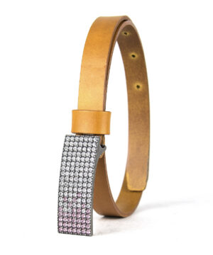 Dámsky kožený opasok SWAROVSKI PINK, šírka 2cm, Vyrobené na Slovensku – Obrázok 5