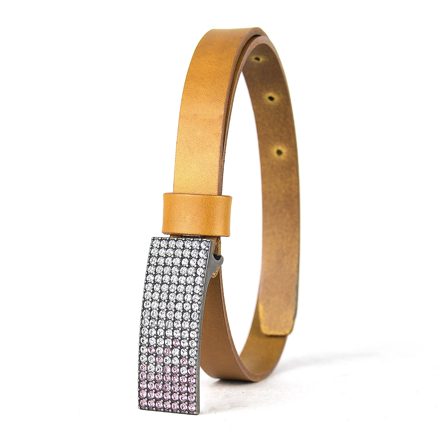 Dámsky kožený opasok SWAROVSKI PINK, šírka 2cm, Vyrobené na Slovensku – Obrázok 5