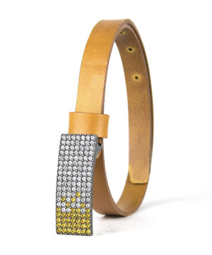 Dámsky kožený opasok SWAROVSKI YELLOW, šírka 2cm, Vyrobené na Slovensku – Obrázok 5