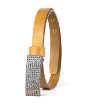 Dámsky kožený opasok SWAROVSKI BROWN, šírka 2cm, Vyrobené na Slovensku – Obrázok 5