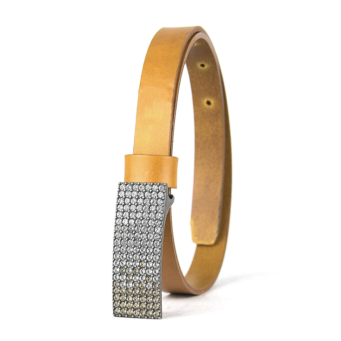 Dámsky kožený opasok SWAROVSKI BROWN, šírka 2cm, Vyrobené na Slovensku – Obrázok 5