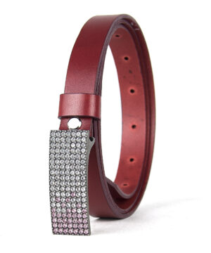 Dámsky kožený opasok SWAROVSKI PINK, šírka 2cm, Vyrobené na Slovensku – Obrázok 3