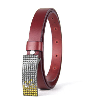 Alternative view of Dámsky kožený opasok SWAROVSKI YELLOW, šírka 2cm, Vyrobené na Slovensku