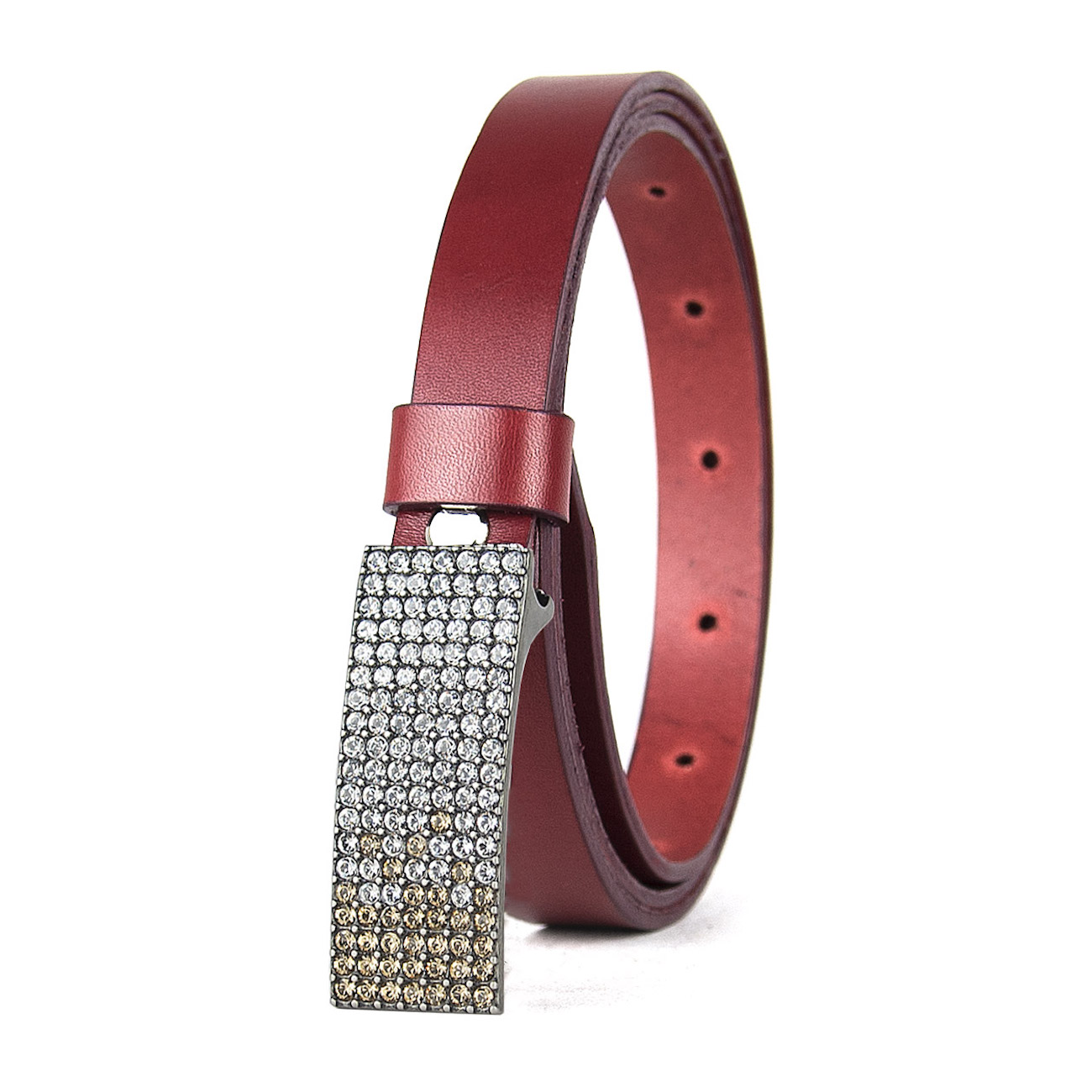 Dámsky kožený opasok SWAROVSKI BROWN, šírka 2cm, Vyrobené na Slovensku – Obrázok 2