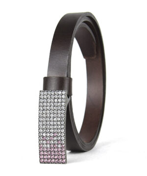 Alternative view of Dámsky kožený opasok SWAROVSKI PINK, šírka 2cm, Vyrobené na Slovensku