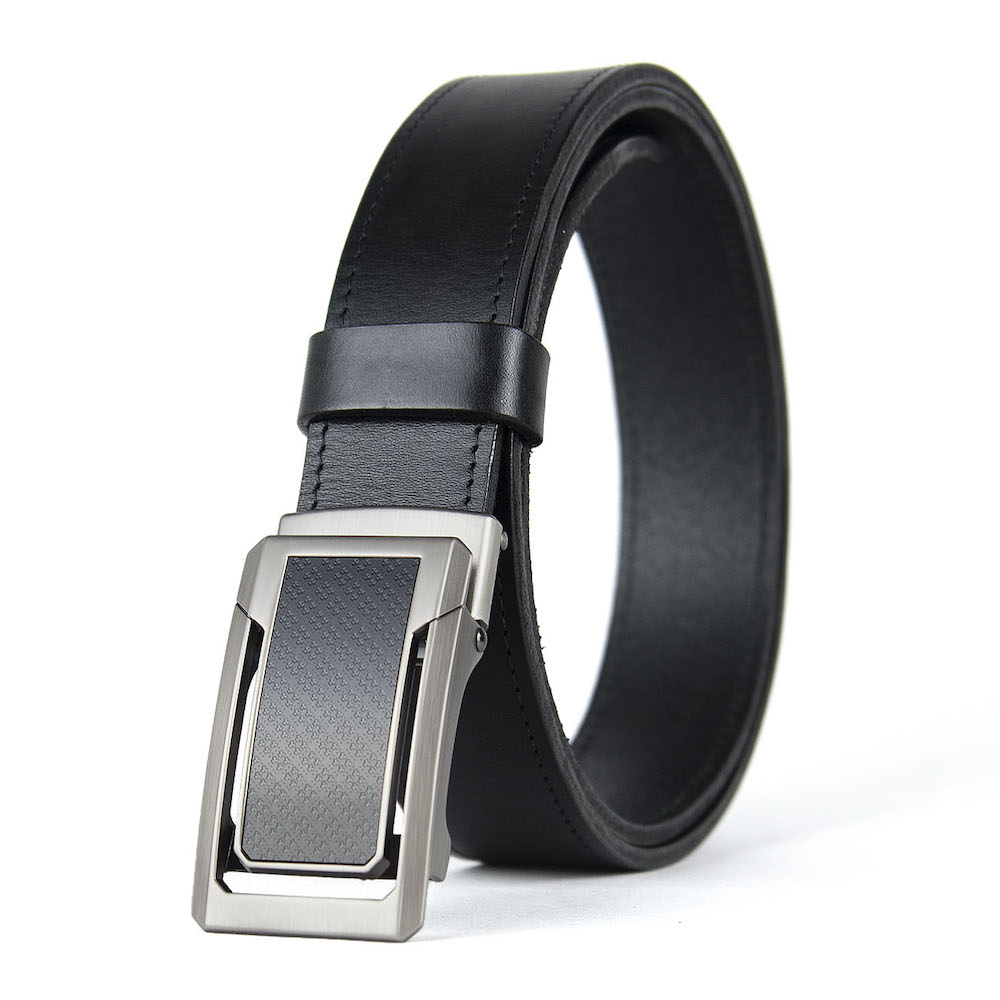 Opasok z pravej kože s brzdovou prackou, šírka 3.5cm - NICKEL CORE