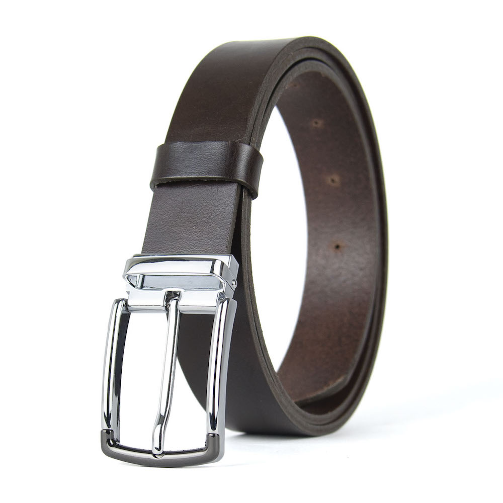 Kožený opasok SILVERLINE, šírka 3.3cm, Ručná výroba na Slovensku – Obrázok 2
