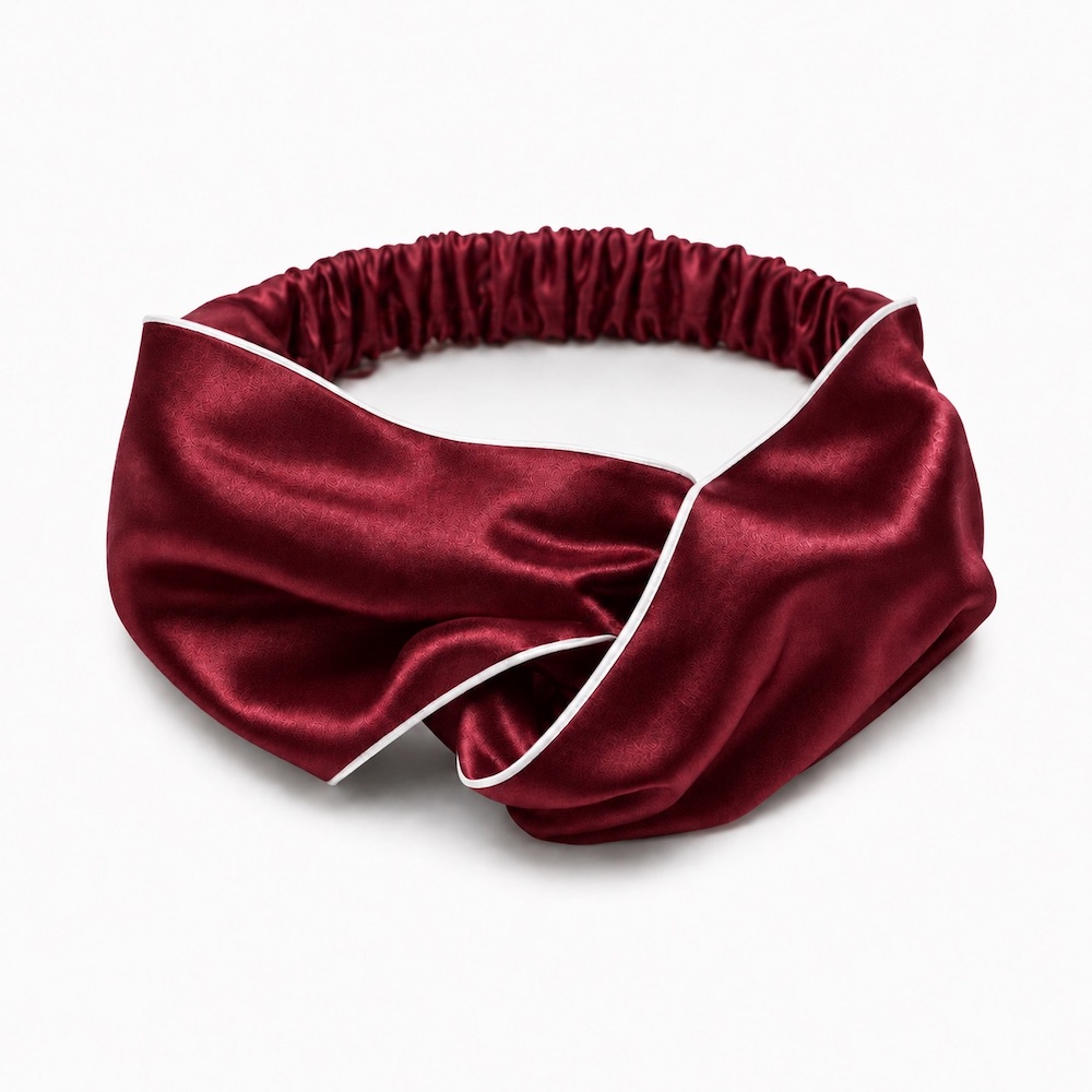 Bordová hodvábna čelenka do vlasov | Výrazný elegantný doplnok – Obrázok 2