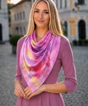 Hodvábna šatka LIMITED_304, Ručná výroba na Slovensku, 90 x 90cm – Obrázok 5