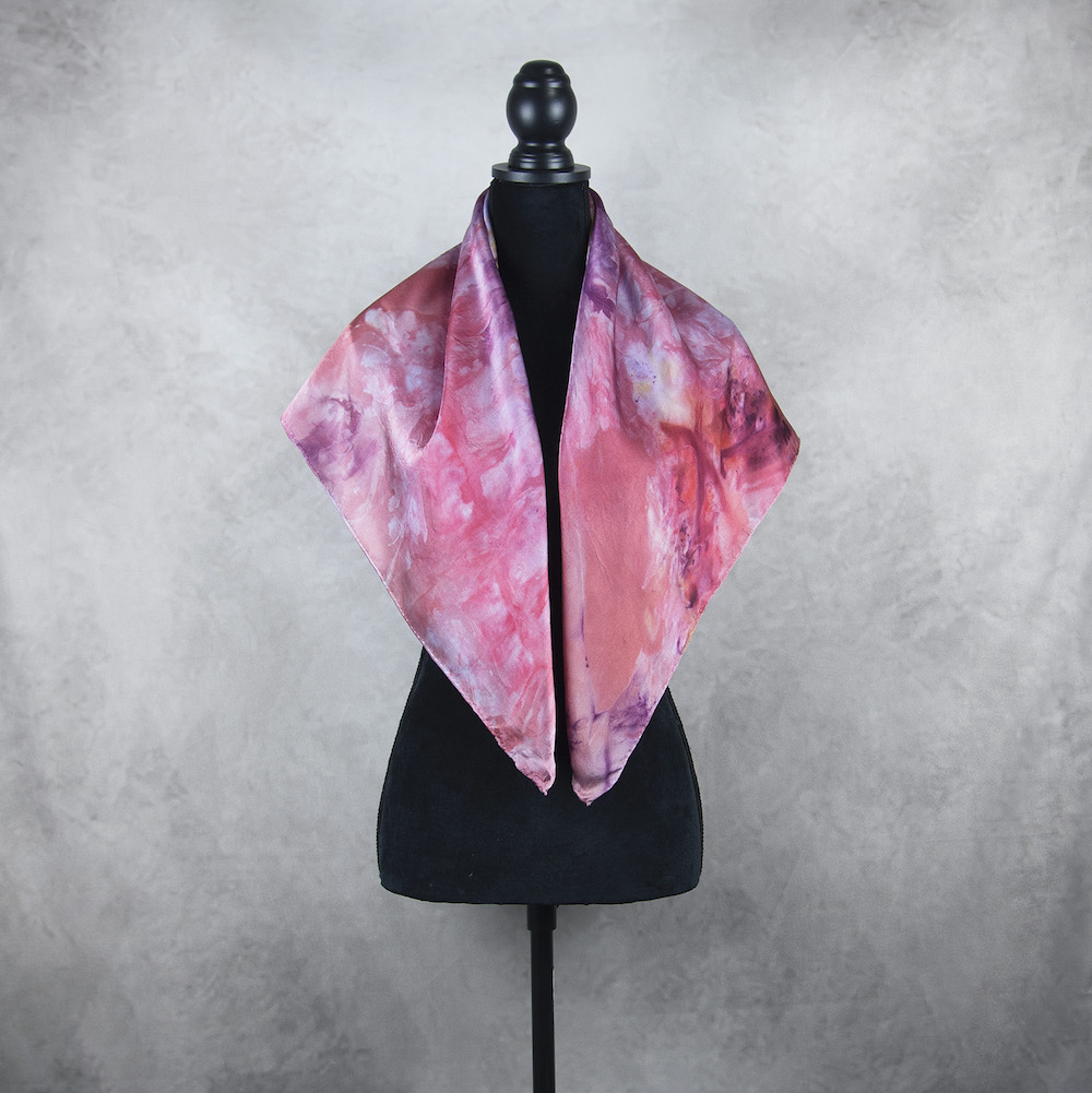 Hodvábna šatka LIMITED_319, Ručná výroba na Slovensku, 90 x 90cm – Obrázok 3