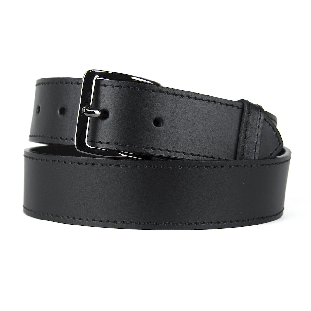 Prémiový kožený opasok BLACK VALERIO, 4cm šírka, čierna farba