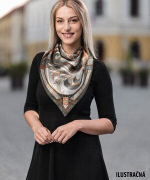 Hodvábna šatka LÍŠKA – SIVÁ, 90 x 90cm, Vyrobené na Slovensku – Obrázok 6